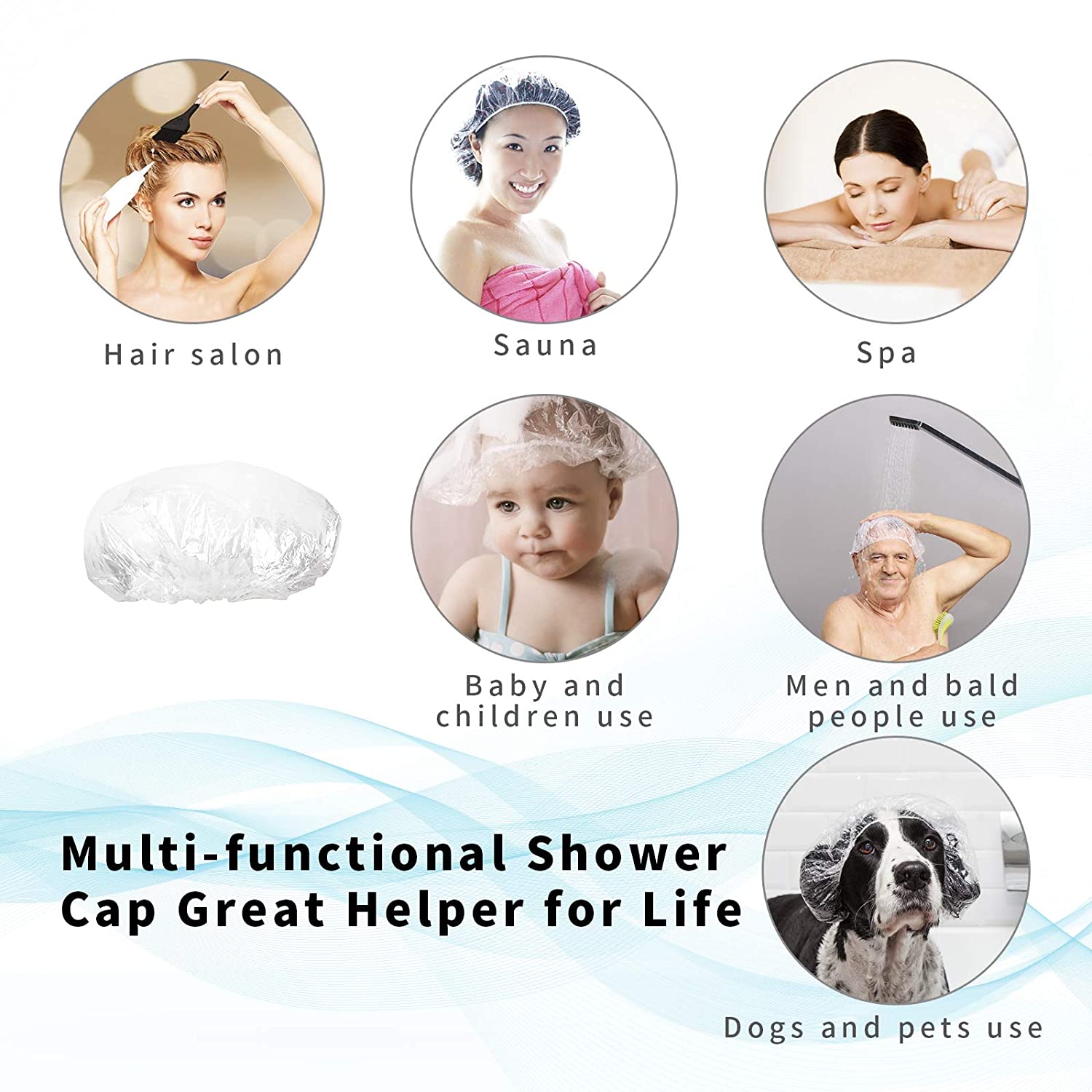 6639 Disposable Shower Caps for Women Larger Thicker Waterproof and Individually Wrapped, Plastic Elastic Hair Bath Caps for Hotel and Spa, Hair Salon, Home Use, Portable Travel (pack of 12) DeoDap 6639 Disposable Shower Caps for Women Larger Thicker Waterproof and Individually Wrapped, Plastic Elastic Hair Bath Caps for Hotel and Spa, Hair Salon, Home Use, Portable Travel (pack of 12) DeoDap